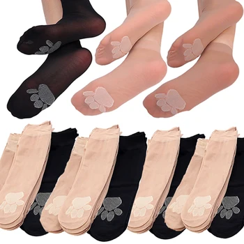10 párů Letní Non-slip Cat Ponožky Barva Kůže Ultratenkých Ženy Crystal Hedvábí Ponožky Nylon Dámy, Ženy Letní Krátké Kotníkové Ponožky