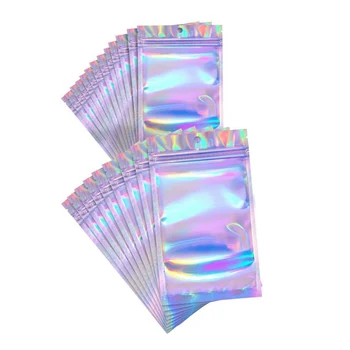 100KS Holografické Tašky Uzavíratelném Uzavřené Party Laskavost Tašky pro Skladování Potravin (Holografická Barva,2 X 3 Palce a 4 X 6 palců)