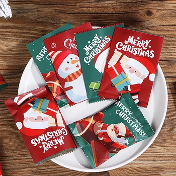 100ks Vánoční Cukroví Tašky Cookie Nugát Plastové Tašky Santa Claus Karikatura Vánoční Kuchyně, Pečení Vločka Balení