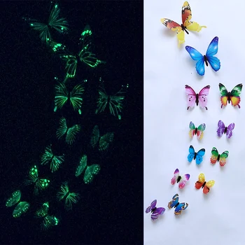 12ks/Set Světelný Motýl, Samolepka na Zeď Obývací Pokoj Motýlů Pro Svatební Party Dekorace Domů DIY Samolepky Dekor Tapety