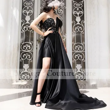 2021 Stuning Černé Plesové Šaty Jedno Rameno Srdíčko Krystal Večerní Šaty Robe De Soirée Femme