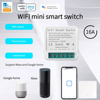 2022 Tuya 16A Mini Přepínač 2-způsob, jak Ovládat Přepínače WiFi Inteligentní Jistič Pracuje S Alexa Google Domov Podporovat Inteligentní Život APLIKACE