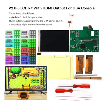 2023 Retro Pixel V2 IPS TV LCD kit S HDMI-Kompatibilní Výstup Pro GBA Pro Gameboy Advance GBA V2 IPS Jas Podsvícení LCD