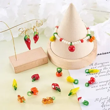 30-60pcs Glass Charm Mini Ovocné směsi, Zeleninové Korálky pro Výrobu Šperků DIY Chilli Cherry Meloun Náramek Klíčenka Řemesla