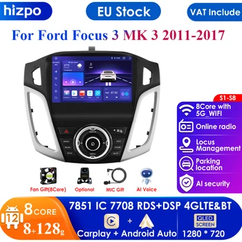 4G-LTE Carplay 2din Android Auto Rádio Multimediální Video Přehrávač pro Ford Focus 3 2011 - 2019 MK3 Navigace GPS, Stereo HeadUnit BT