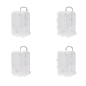 4X Bílé Mini Roller Cestovní Kufr Candy Box Osobnost Kreativní Svatební Cukroví Box, Luggage Trolley Case