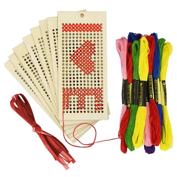 8 KS Dřevěných Záložka prázdná místa Cross Stitch Kit DIY Dřevěné Řemeslné Záložky, Ozdoby Pro Děti A Mládež