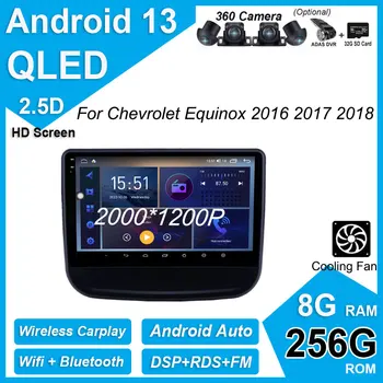 Android, 13 QLED DSP Auto Rádio Stereo Přehrávač GPS Multimediální Bezdrátové CarPlay Pevné Auto Pro Chevrolet Equinox 2016 2017 2018