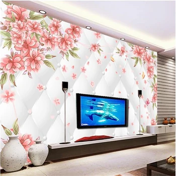 beibehang 3d stereoskopické květ & brick nástěnné malby Evropě TV pozadí tapety obývací pokoj ložnice nástěnné malby papel de parede