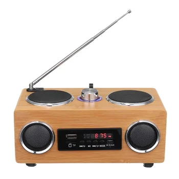 Bezdrátové Dřevěné Retro Reproduktor Rádio Subwoofer Domácí Zvukový Sloupec Bluetooth Music Center Podpora USB/TF/FM