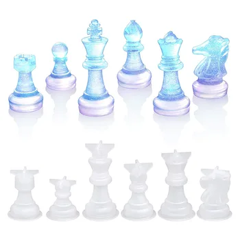 DIY Šachové Figurky Epoxidové Pryskyřice Formy 3D Zrcadlo Mezinárodní Šachy, Šachovnice, Sada UV Crystal Formy Pro DIY Nástroje, Silikonové Formy