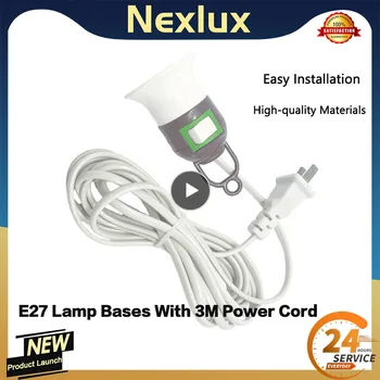 E27 Lampa Základny S 3M Napájecí Kabel Šroub Rozhraní Světla, Držák Kabelu S Vypínačem US Plug Americké Prodlužovací Kabel Přívěsek Svítilna