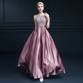 Elegantní Růžové Saténové Večerní Šaty Sexy Dlouhé Módní Šaty Na Ples, Zip Formální Party Šaty Robe De Soirée