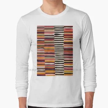 Etchnic Skandinávský Vzor Dlouhý Rukáv T Shirt Tee Textura Moderní Optické Sítě Minimalistický Bold Vzor Diagonální Simetric