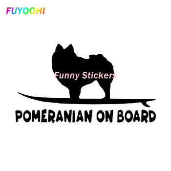 FUYOOHI Hrát Samolepky Pomeranian na Palubě Legrační Pes Obtisk Vinyl Auto Samolepka, Dekorace Oken Helmu Nálepky
