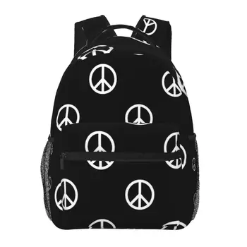 Hippie Styl Batoh pro Dívky Chlapci Cestování Znamení Míru RucksackBackpacks pro Dospívající školní tašku