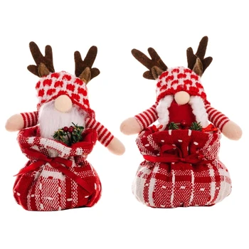 Holiday Gnome Vánoční Skřítek Dekorace Parohy Dárkový Balíček Ručně Vyráběné Švédské
