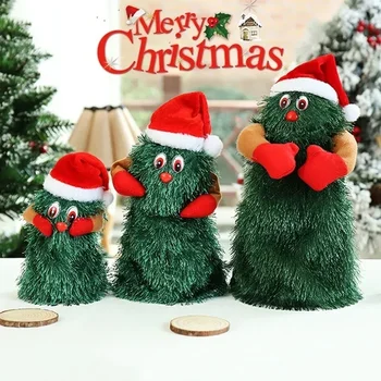 Hudební Vánoční Strom Elektrické Plyšové Hračky Panenky Funny Roztomilé Zelené Elektronické Vánoční Strom Hudební Santa Claus Vtipné Vánoční Dekorace