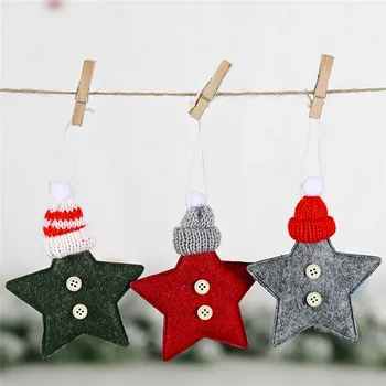 Kreativní Vánoční Pletená Čepice Pět-poukázala Hvězda Přívěsek Vánoční Strom Visí Přívěsek Ornament Domova 2022 Navidad Dárky