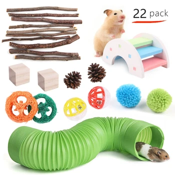 Křeček hračka nastavit kombinace, holandské prase, králík, broušení zubů, kousání, zmírnění stresu, malé pet supplies