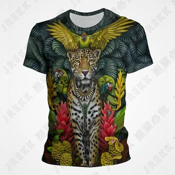 Leopard 3D Tištěné Muži Ženy T Košile Letní Kulatý Límec Prodyšné Krátký Rukáv Nový Trend Džungle Styl Oversize T-Shirt 100-4XL