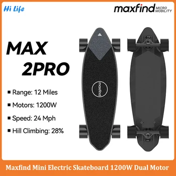 Maxfind Mini Elektrický Skateboard 1200W Duální Motor Řídit Krátké Skateboard Deck Longboard protable street cruiser pro dospělé, dospívající