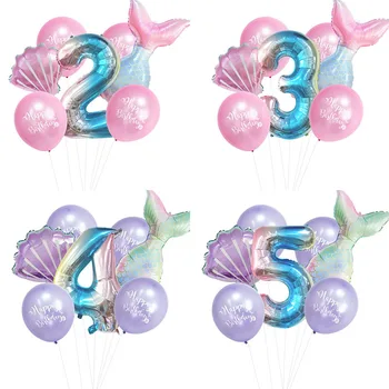 Mořská Panna Balónky Party Decor Mermaid Událost Baby Sprcha Narozeninové Party Pod Mořem Holčička První Narozeniny Dodávky 2024