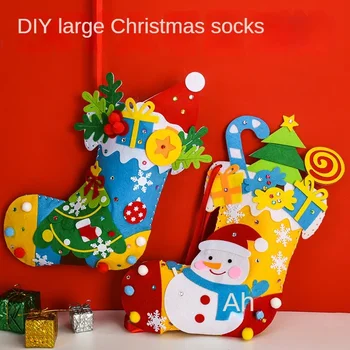 Non-tkané Vánoční Ponožky Vánoční Děti DIY Ruční Materiál Balení Mateřská škola Šití Ponožky Ručně vyrobený Dárek