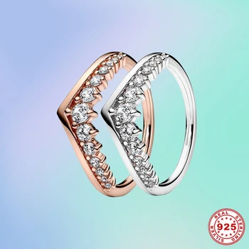 Nové 925 Stříbrný Prsten Pro Ženy, Originální Nadčasový Přání Plovoucí Pavé Šumivé Stohovatelné Prsten Zásnubní Snubní Prsten Šperky Dárek