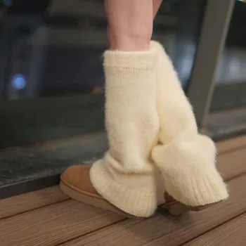 Pletené Vlněné Pletené Návleky Japonské Kolena Vysoké Teplé Y2K Návleky Dlouhé Měkké Dlouhé Ponožky Zimní