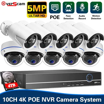 POE Kamery CCTV Bezpečnostní Systém Kit 4K 10CH NVR Sady Venkovní vodotěsné 5MP domů POE IP Kamera Video monitorovací Systém Kit 8CH