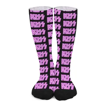 Polibek Kapela Ponožky Pink Kiss Logo Tisk Moderní Punčochy Jaro Anti Bakteriální Unisex Ponožky Měkké Prodyšné Grafické Běžecké Ponožky