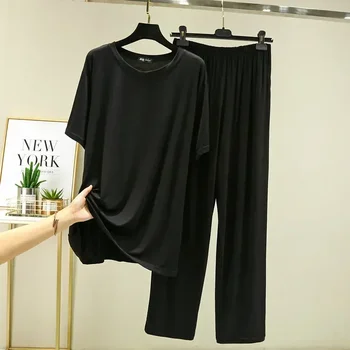 Pyžamo Pánské Set oblečení na Spaní Plus Pánské Kalhoty Jaro Krátké Bavlna A Velikost Modální pro Volné Letní Dlouhý Rukáv Pyjama