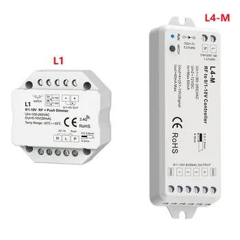 RF 0/1-10V Stmívač 1/4 výstupní signál kanálu L1/L4-M AC100-240V 256 úrovní RF stmívání, dálkové ovládání, plynule bez jakéhokoli flash