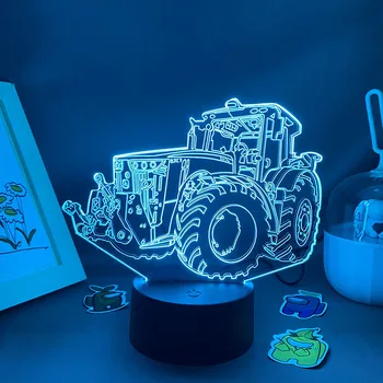 Traktor Hračka Auto Model 3D LED Neon Lava Lampy Dárky k Narozeninám Pro Přátele, Děti, Zemědělec, Auto, Ložnice Dekor Noční Světla Přívěsu