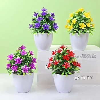 Umělý Bonsai Dekor Strom Hrnec Malé Rostliny Mini Simulované Falešné Květiny Ornament Office Desktop Falešné Rostliny Plastové
