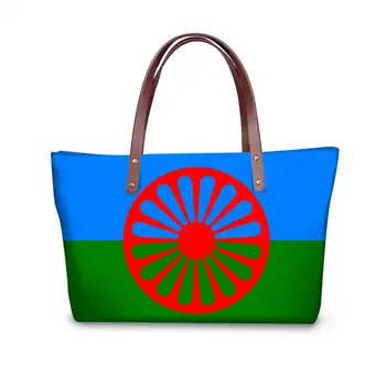 Velké Kabelky Ženy Romani Lidí Vlajka Tisk Rameno Messenger Tašky Sac Femme Dos Dámy Office Business Tote Tašky