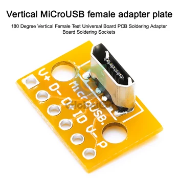 Vertikální Micro USB 2.0 Ženské Hlavy Konektor 2,54 mm PCB Adaptér Převodník Breakout Board 180 Stupňů Vertikální