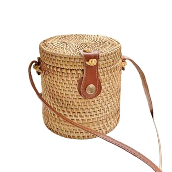Vintage Taška přes Rameno, ručně Tkané Ratan Crossbody Taška pro Ženy Letní Plážové Tašky