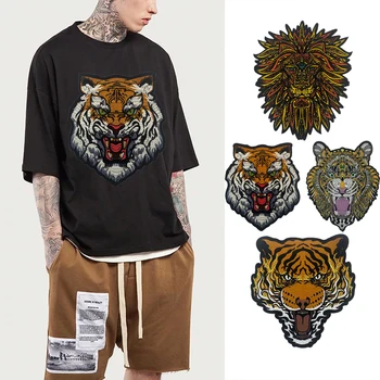 Vysoce Kvalitní Despotický Punk Tygr, Lev, Vyšívané Záplaty Nažehlovací Oblečení Módní Styl Nášivky Na Trička Oblečení Craft