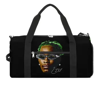 Young Thug Americký Rapper Sportovní Tašky THUG Zelené Vzácné Plavání Tašku s Boty Vintage Kabelky Muži Portable Fitness Taška
