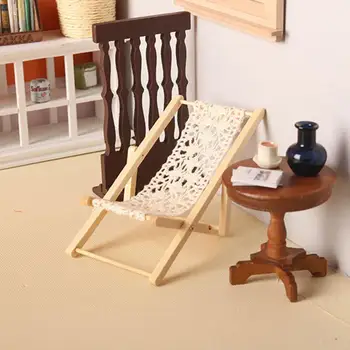Zábavný Domeček Pro Panenky Beach Dřevěný Salonek Židle Nábytek Pro Panenky Přenosný Domeček Pro Panenky Dekorace