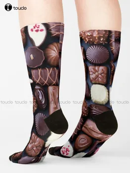 Čokolády Roztomilý Vzory Ponožky Bavlněné Ponožky Cartoon-Hvězdičkový Best Girls Sportovní 360° Digitální Tisk Vlastní Dárkové Retro Streetwear