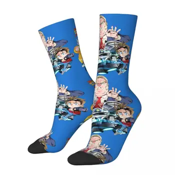 Šťastný Legrační Pánské Kompresní Ponožky Harajuku Retro Návrat do Budoucnosti Hip Hop Novinka Ležérní Posádky Bláznivé Ponožky Dárek Tisknout